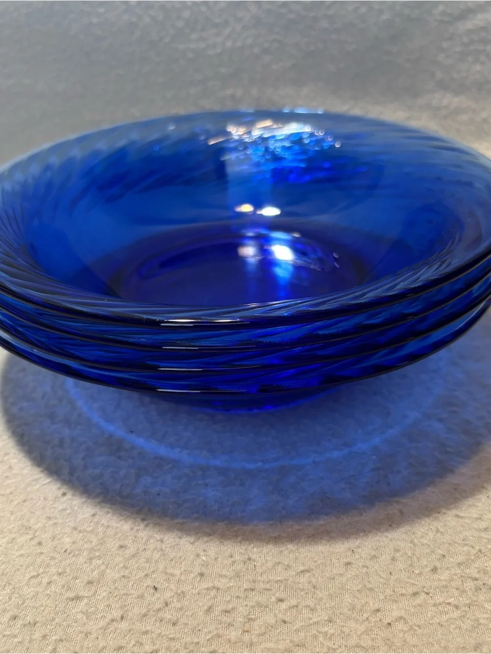 Vtg. Pyrex Festiva Cobalt Blue Swirl Glass Cereal Bowls - Set of 3